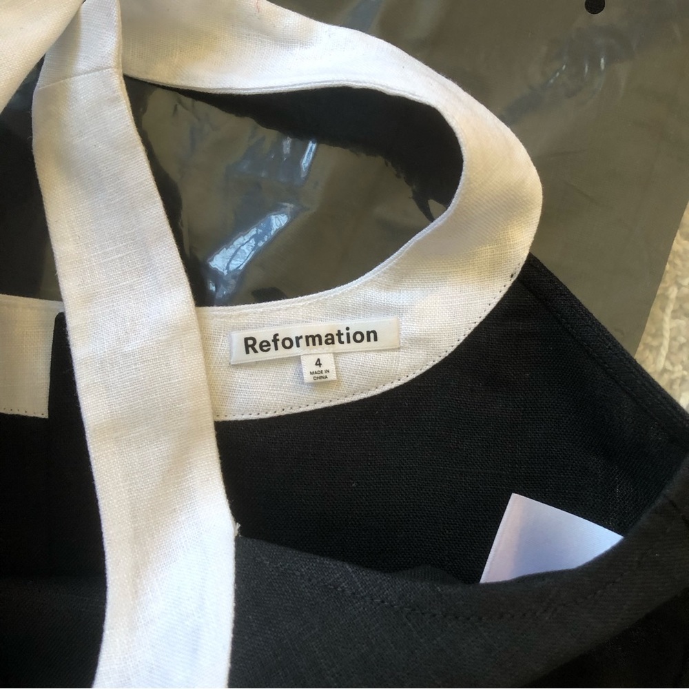 Reformation Robbie Linen Two Piece - Blk/Wht - Picture 5 of 11